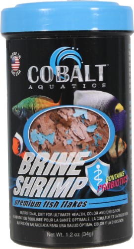 Cobalt Aquatics Brine Shrimp Premium Freeze-Dried Flakes Tropical and Marine Fish Food - 1.2 Oz