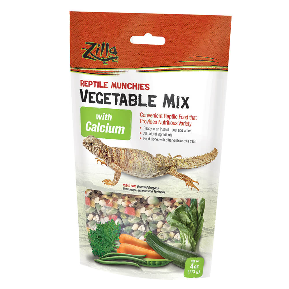 Zilla Reptile Munchies Vegetable Mix with Calcium for Dragons Tortoises and Iguanas Reptile Food - 4 Oz