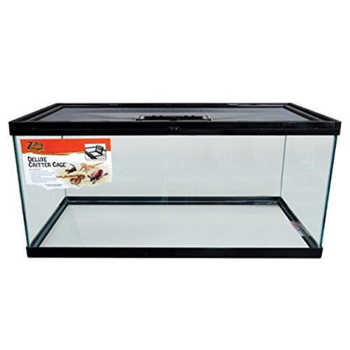 Zilla Deluxe Critter Cage Breeder Glass Terrarium with Enclosed Feeding Door - Black - 40 Gallon - L:36 X W:18 X H:16 Inches