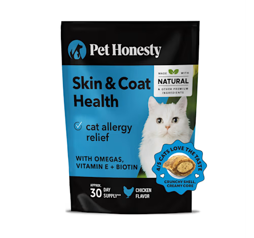 Pet Honesty Skin and Coat Omega and Biotin Chicken Flavor Supplemental Cat Treats - 3.7 Oz - 30 Day Supply