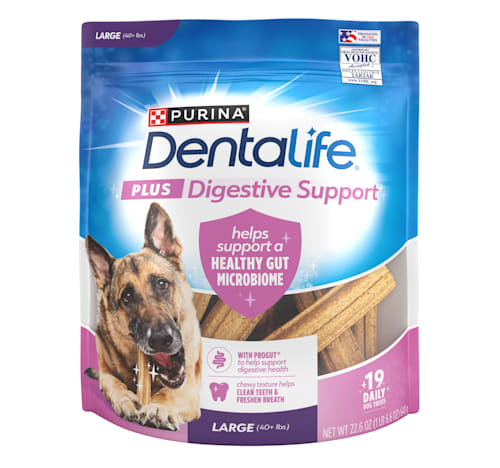 Purina DentaLife + Digestive Support Chicken and Pumpkin Dental Dog Treats - Large 19 Count - 22.6 Oz - Case of 4