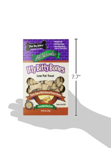 Three Dog Bakery Itty Bitty Bones Peanut Butter Baked Dog Bicuits Treats - 13 Oz - Case of 6  