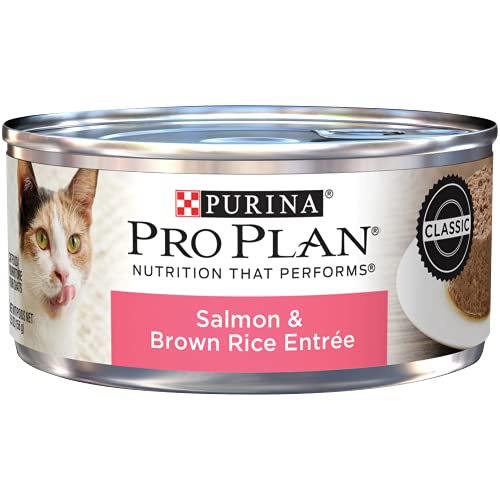 Purina Pro Plan Complete Essentials Salmon and Brown Rice Pate Entrée Canned Cat Food - 5.5 Oz - Case of 24  