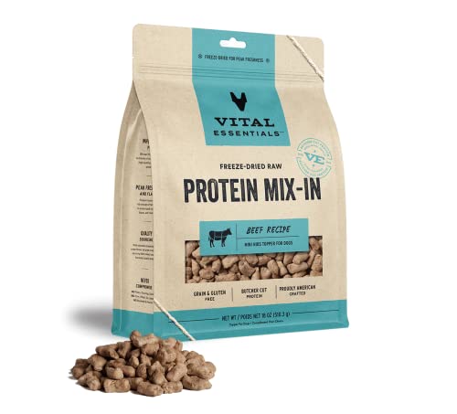 Vital Essential's Grain-Free Protein Mix-in Beef Mini Nibs Freeze-Dried Dog Food Topper...