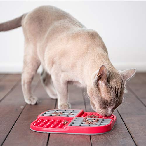 Innovative Pet Lickimat Slowmo Combo Slow Feeding Mat for Dogs - Red  