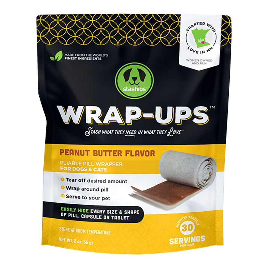 Stashios Wrap-Ups Peanut Butter Pill Cover Wraps Dog and Cat Soft Chews - 2.1 Oz