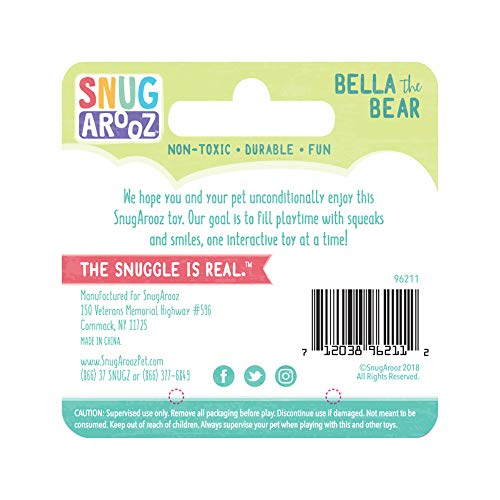 Snugarooz Bella the Purple Bear Squeak and Crinkle Plush Dog Toy - 11