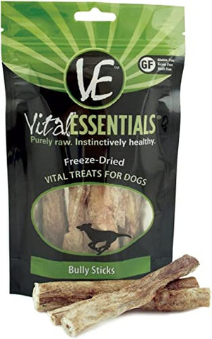 Vital Essential's Grain-Free Freeze-Dried Raw Bully Sticks Natural Dog Chews Treats - 1...