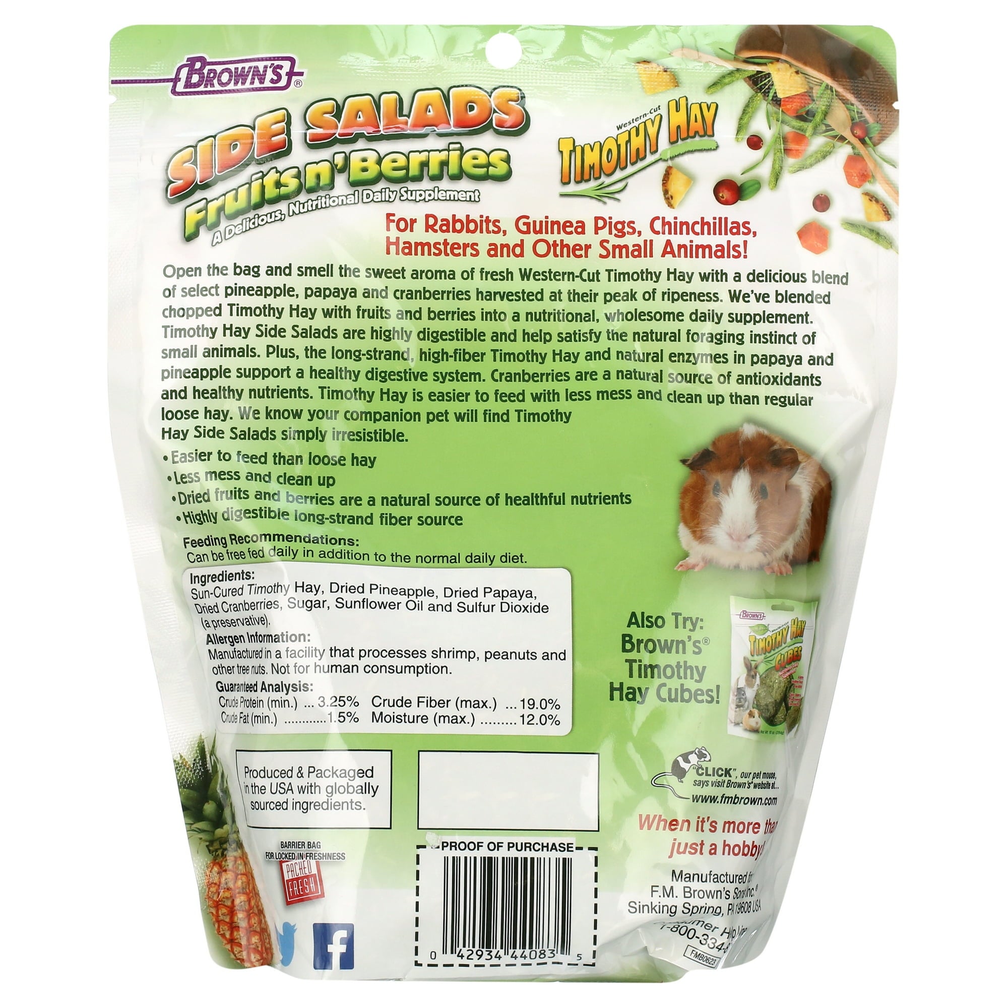 F.M. Brown's Side Salad Fruits N' Berries Timothy Hay Small Animal Treats - 8 Oz - Case of 8