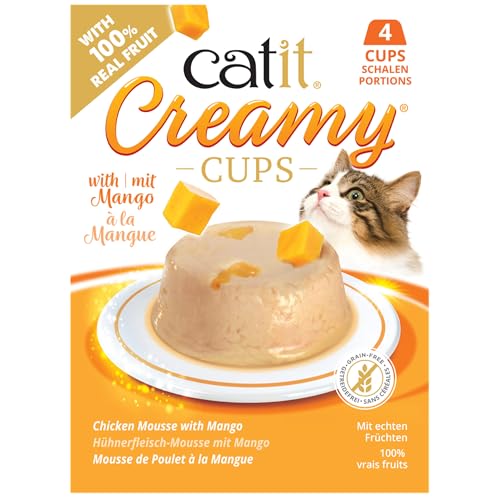 Catit Creamy Cups Grain-Free Chicken Mousse with Mango Pate Wet Cat Food - .9 Oz - 4 Count - 12 Pack Default Title