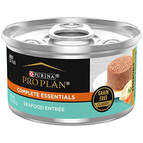 Purina Pro Plan Complete Essentials Grain-Free Classic Seafood Pate Entrée Canned Cat Food - 3 Oz - Case of 24  