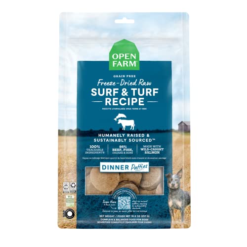 Open Farm Surf and Turf Patties Grain-Free Freeze-Dried Raw Dog Food - 10.5 Oz  