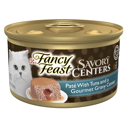 Purina Fancy Feast Savory Centers Chicken Beef Tuna and Salmon in Gravy Canned Cat Food - Variety Pack - 3 Oz - Case of 6 - 2 Pack  