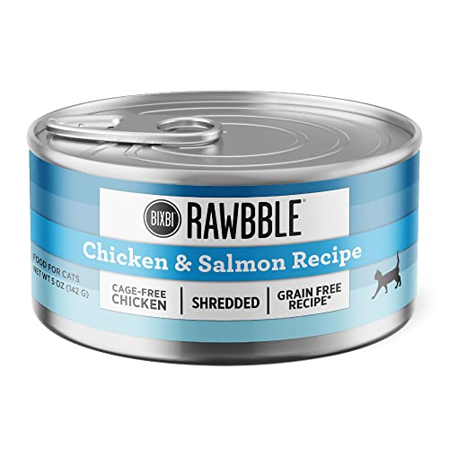 Bixbi Rawbble Shredded Chicken and Salmon Canned Cat Food - 5 Oz - Case of 24  