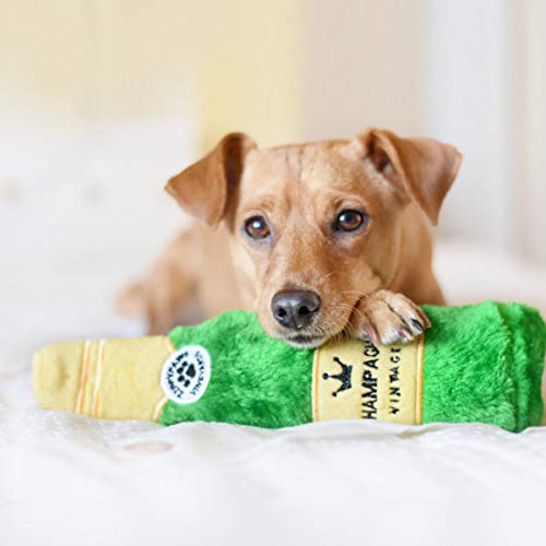 Zippy Paws Happy Hour Crusherz Champagne Bottle Squeak and Crackle Plush Dog Toy  