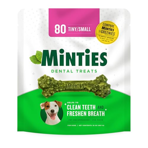 VETIQ Minties Peppermint Flavored Bone Dental Dog Chews Treats - Tiny/Small - 32 Oz  