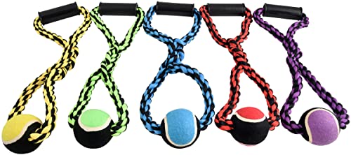 Multipet Nuts for Knots Rope and Tennis Ball Wide Tug Dog Toy - Assorted - 14" Inches  