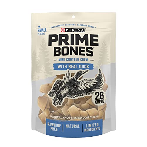 Purina Prime Bone Mini Knotted Duck Natural Hard Chews Dog Treats - 10.2 Oz - Case of 5  