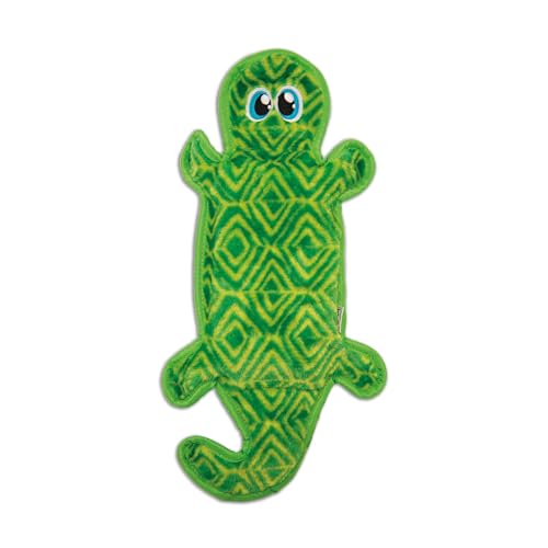 Outward Hound Invinceables No-Stuffing Durable Gecko Soft Squeak Dog Toy - Green - Large  