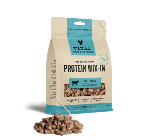 Vital Essential's Grain-Free Protein Mix-in Beef Mini Nibs Freeze-Dried Dog Food Topper - 6 Oz  