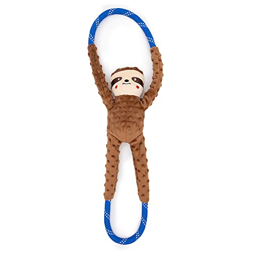 Zippy Paws RopeTugz Sloth Rope and Squeaky Plush Dog Toy - Large