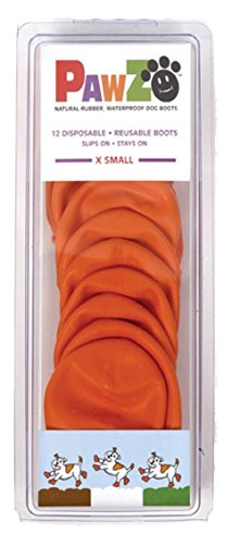 Pawz Waterproof Disposable and Reusable Rubberized Dog Boots - Orange - Extra Small - 1...