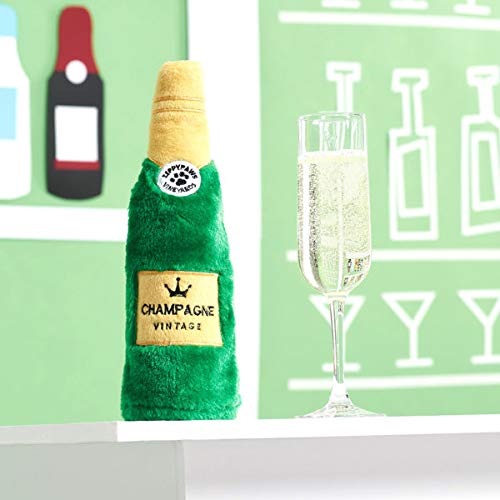 Zippy Paws Happy Hour Crusherz Champagne Bottle Squeak and Crackle Plush Dog Toy  