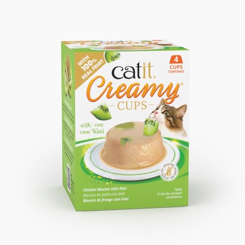 Catit Creamy Cups Grain-Free Chicken Mousse with Kiwi Pate Wet Cat Food - .9 Oz - 4 Count - 12 Pack Default Title