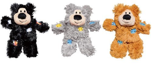 Kong Softies Patchworks Bear Crinkle and Plush Catnip Cat Toy  