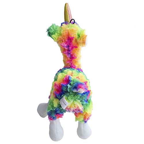 Snugarooz Llama Mia Rainbow Squeak and Crinkle Plush Dog Toy - 10" Inches  