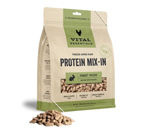Vital Essential's Grain-Free Protein Mix-in Rabbit Mini Nibs Freeze-Dried Dog Food Topper - 18 Oz  