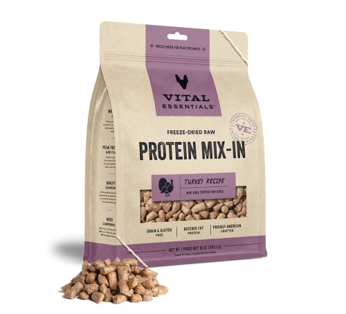 Vital Essential's Grain-Free Protein Mix-in Turkey Mini Nibs Freeze-Dried Dog Food Topper - 18 Oz  