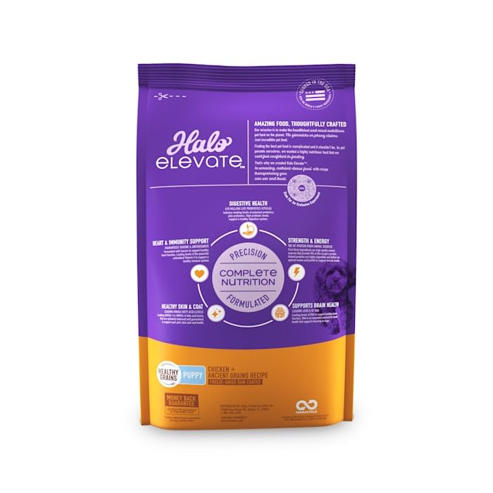 Halo Pets Elevate Healthy Grains Chicken Recipe Puppy Dry Dog Food - 3.5 Lbs  