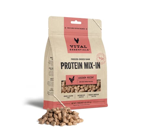 Vital Essential's Grain-Free Protein Mix-in Chicken Mini Nibs Freeze-Dried Dog Food Topper - 6 Oz  
