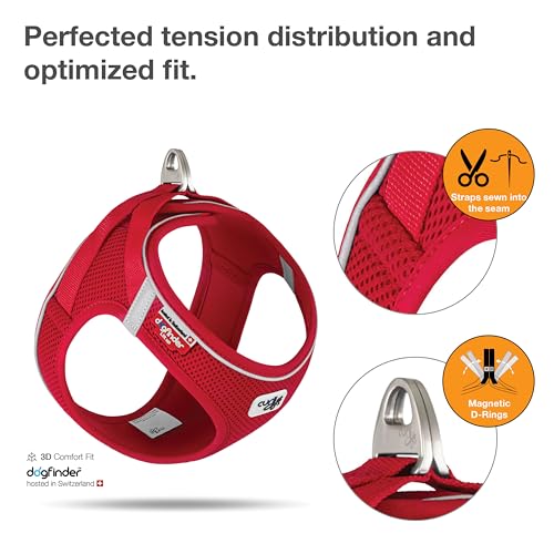 Curli Magnetic Vest V2 Air-Mesh Dog Harness - Red - Extra Small - Dogs 6.6 to 11 Lbs  