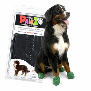Pawz Waterproof Disposable and Reusable Rubberized Dog Boots - Black - X-Large - 12 Pack