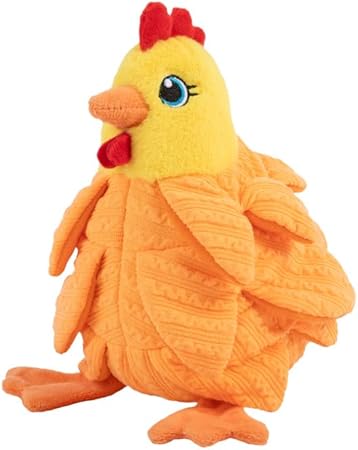 Kong Layerz Forage Hen Treat-Pocketed Snuffle Crackle and Squeak Plush Dog Toy - Medium