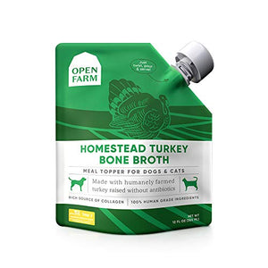 Open Farm Homestead Turkey Bone Broth Wet Cat and Dog Food Topper - 33.8 Oz