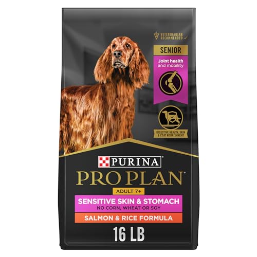 Purina Pro Plan Sensitive Skin and Stomach Salmon and Rice 7+ Senior Adult Dry Dog Food - 4 Lbs - Case of 6  