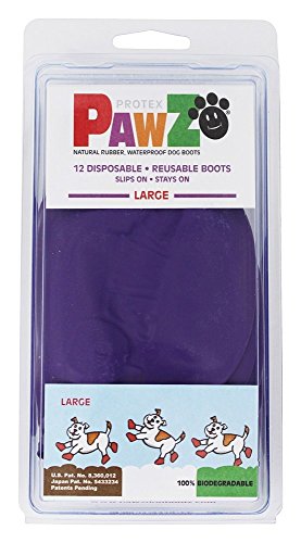 Pawz Waterproof Disposable and Reusable Rubberized Dog Boots - Purple - Large - 12 Pack