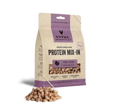 Vital Essential's Grain-Free Protein Mix-in Turkey Mini Nibs Freeze-Dried Dog Food Topper - 6 Oz  