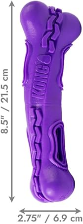 Kong Squeez Flex Bone Bully Stick and Treat-Holding Chew and Fetch Rubber Dog Toy - Medium