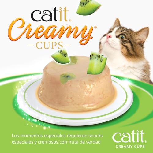 Catit Creamy Cups Grain-Free Chicken Mousse with Kiwi Pate Wet Cat Food - .9 Oz - 4 Count - 12 Pack