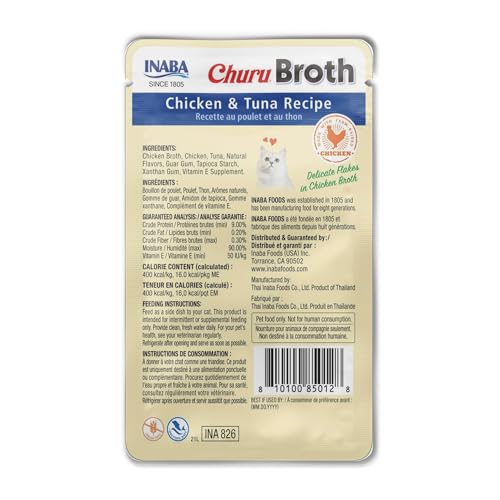 Inaba Churu Broth Chicken and Tuna Recipe Wet Cat Food or Topper Pouch - 1.4 Oz - 12 Pack