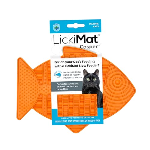 Innovative Pet Lickimat Casper Slow Feeding Mat for Cats - Orange  