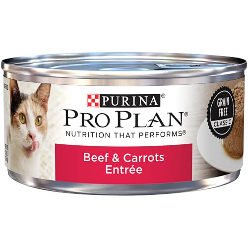 Purina Pro Plan Complete Essentials Grain-Free Classic Beef and Carrots Pate Entrée Canned Cat Food - 5.5 Oz - Case of 24  