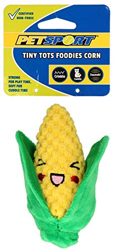 Tuffy's Funny Food Corn 2-in-1 Removable Husk and Corn Squeak and Plush Dog Toy  