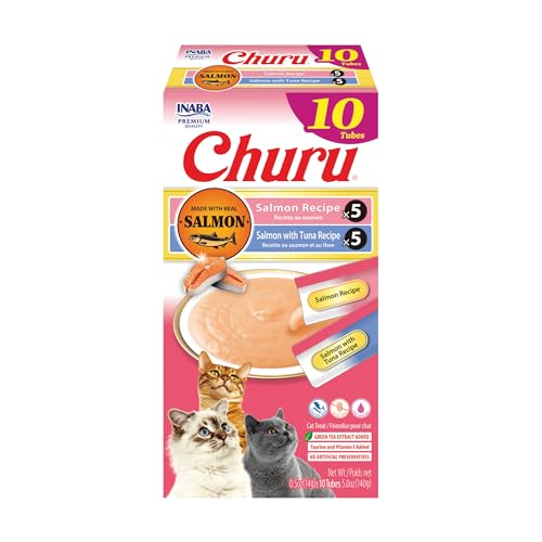 Inaba Churu Salmon and Tuna Creamy Lickable Cat Treats - Variety Pack - .5 Oz - 10 Pack Default Title