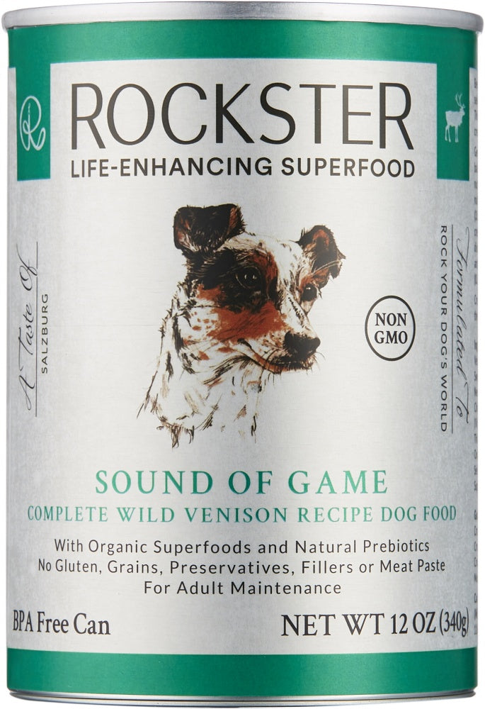 Rockster Sound of Game Premium Venison Organic Canned Dog Food - 12 Oz - Case of 12  