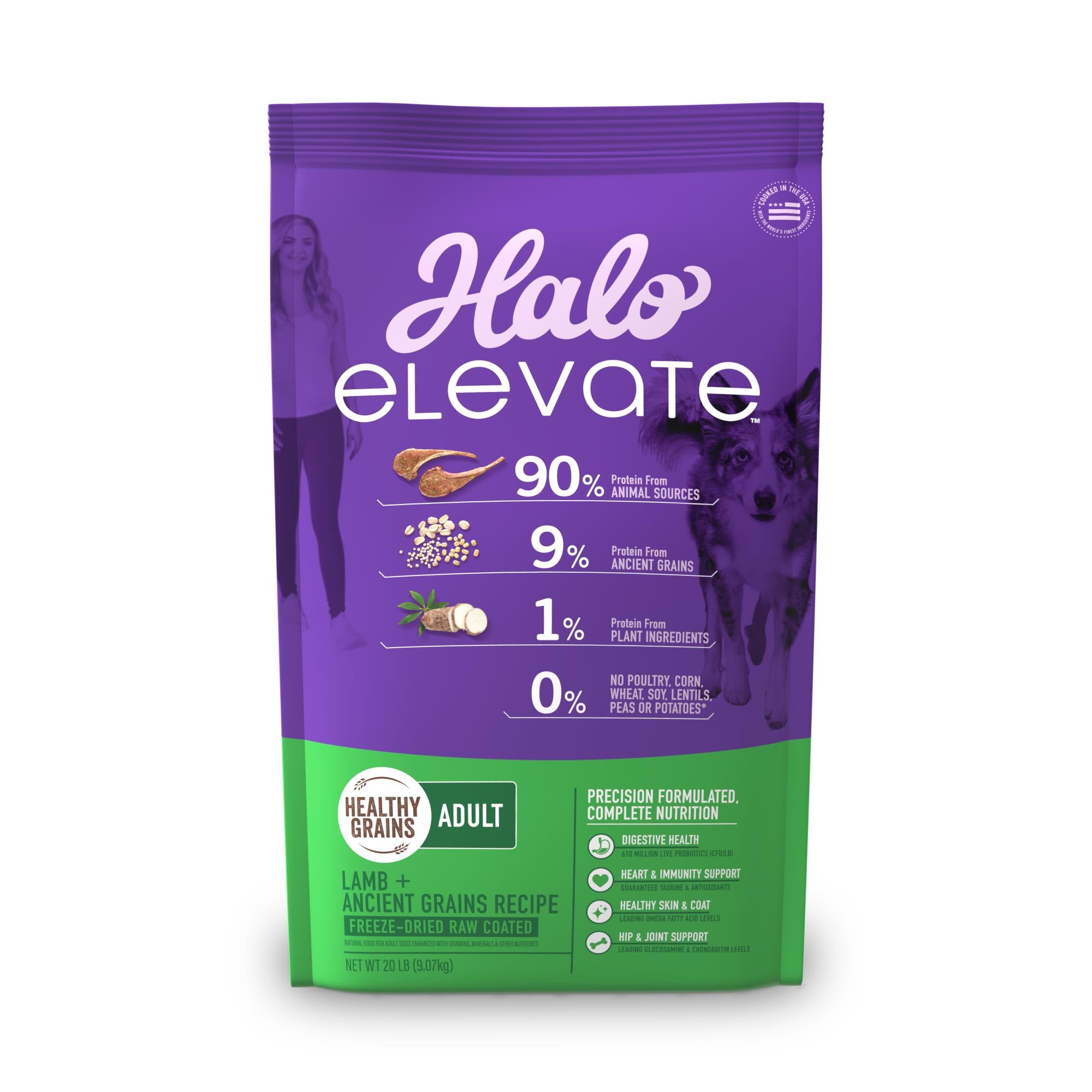 Halo Pets Elevate Healthy Grains Lamb Recipe Dry Dog Food - 20 Lbs  